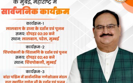 केंद्रीयमंत्री नड्डा आज मुंबई में करेंगे लालबाग के राजा के दर्शन