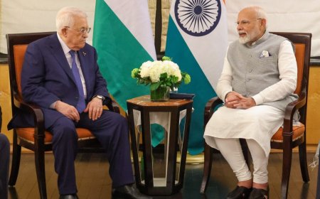 India's Prime Minister Modi and Palestine's President Mahmoud Abbas meet in New York