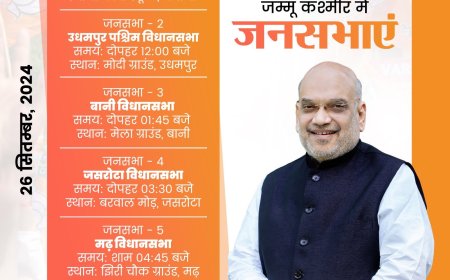 भाजपा नेता अमित शाह आज जम्मू-कश्मीर में छह जगह जनसभा करेंगे