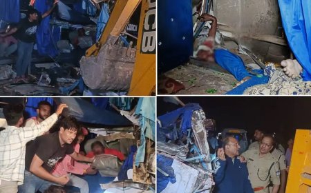 मप्र के मैहर में हाइवा से टकराई बेकाबू बस, 10 लोगों की मौत की सूचना, 25 से अधिक घायल