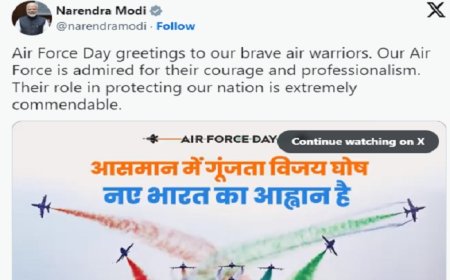 प्रधानमंत्री मोदी ने वायुसेना दिवस की बधाई दी