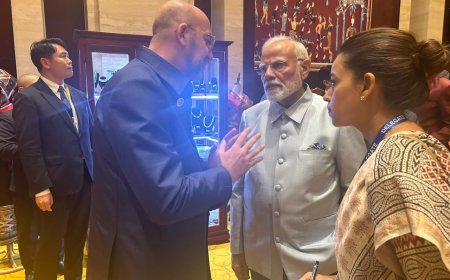 ભારતીય વડાપ્રધાન મોદી લાઓસમાં ચાર્લ્સ મિશેલ, માર્કોસ અને ક્લાઉસ સાથેની મુલાકાત