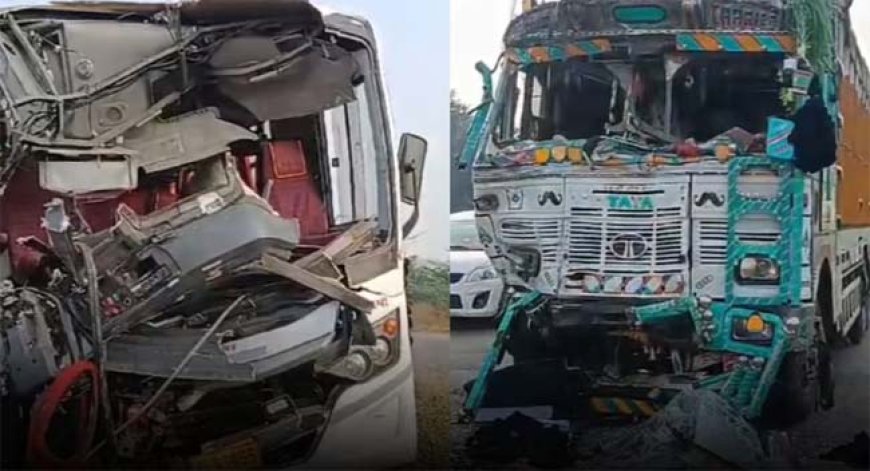 सोलापुर में निजी बस और ट्रक की टक्कर में दाे लोगों की मौत व 32 घायल