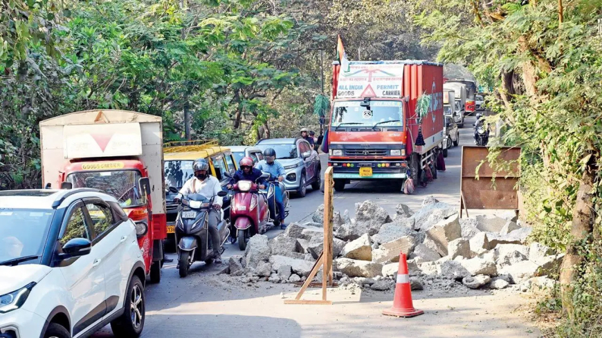Cracks in Concrete: Aarey Road Repairs Spark Concern in Goregaon