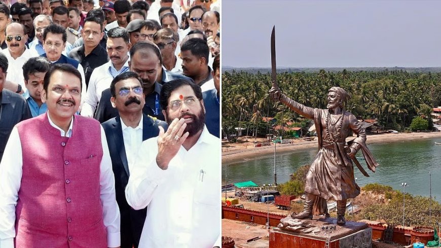 91-Foot Chhatrapati Shivaji Statue Unveiled at Malvan’s Rajkot Fort by CM Devendra Fadnavis