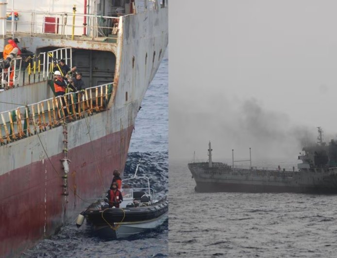 Indian Navy Rescues 14 Indian-Origin Crew Members After Fire Erupts on Oil Vessel in Gulf of Oman