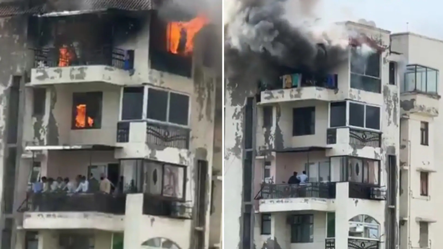 Massive Fire Erupts at Dwarka Apartment in Delhi; Several Residents Jump to Escape Blaze