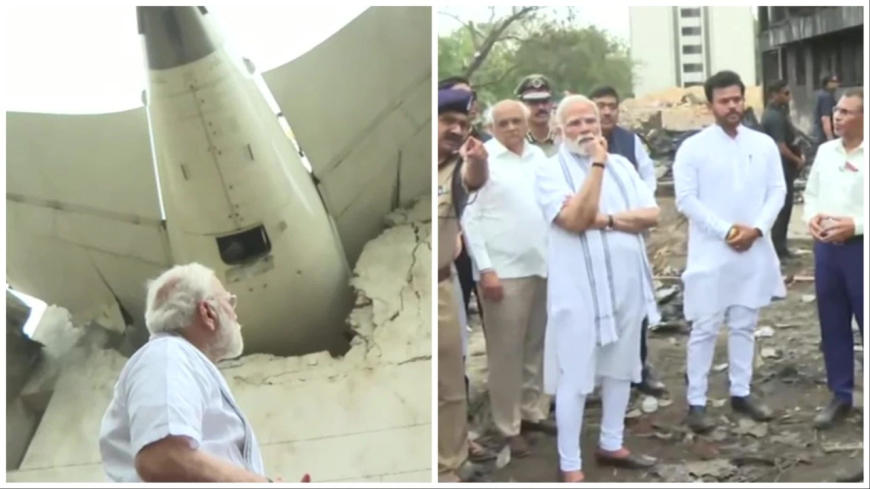 Air India Flight AI171 Crash: PM Modi Visits Ahmedabad Tragedy Site, Meets Survivors in Hospital