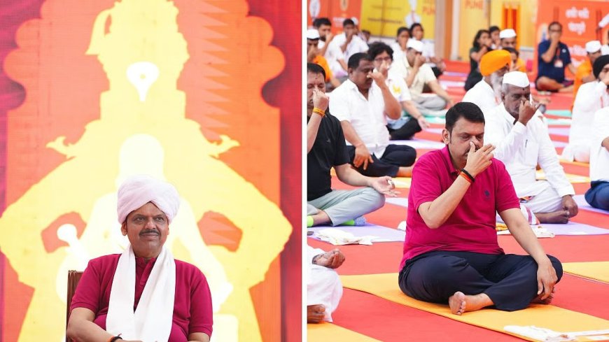CM Devendra Fadnavis Joins 'Warkari BhaktiYog' Program on International Yoga Day in Pune