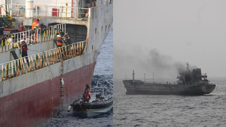Indian Navy Rescues 14 Indian-Origin Crew Members After Fire Erupts on Oil Vessel in Gulf of Oman