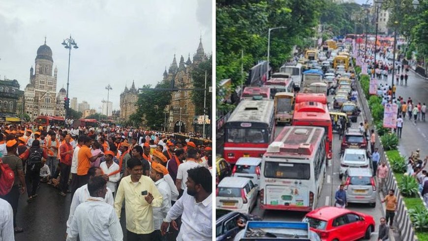 मराठा आरक्षण आंदोलन: CSMT और फोर्ट इलाके में जनसैलाब, सड़कें जाम, आजाद मैदान में विरोध प्रदर्शन से पहले मुंबई ठप